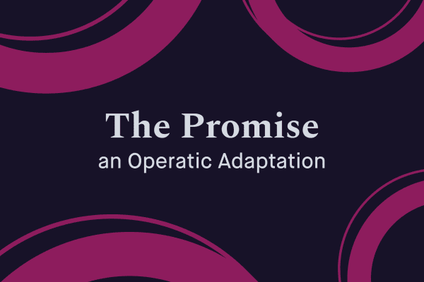 A black background overlaid with white text saying 'The Promise - an Operatic Adaptation'.