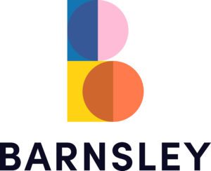 Barnsley Council logo. A colourful B above the word Barnsley.