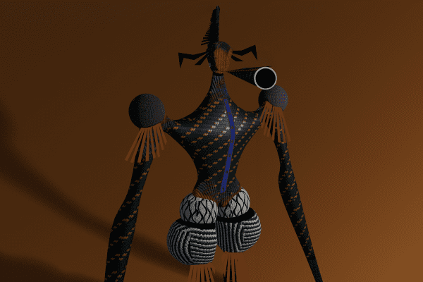 An image of a decorative figure against a brown background.