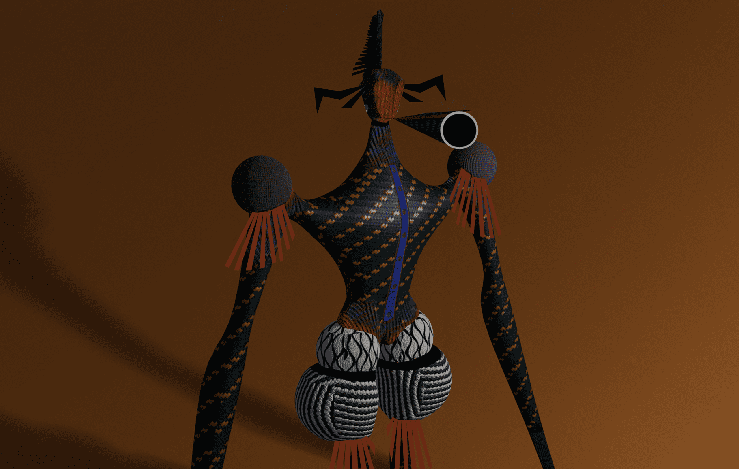 An image of a decorative figure against a brown background.